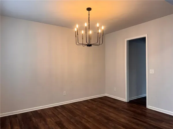 a view of a chandelier in a room