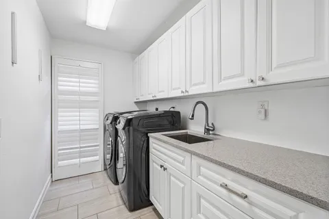 a view of cabinets and with window