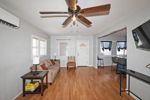 a living room with furniture