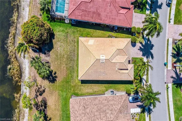 an aerial view of a house