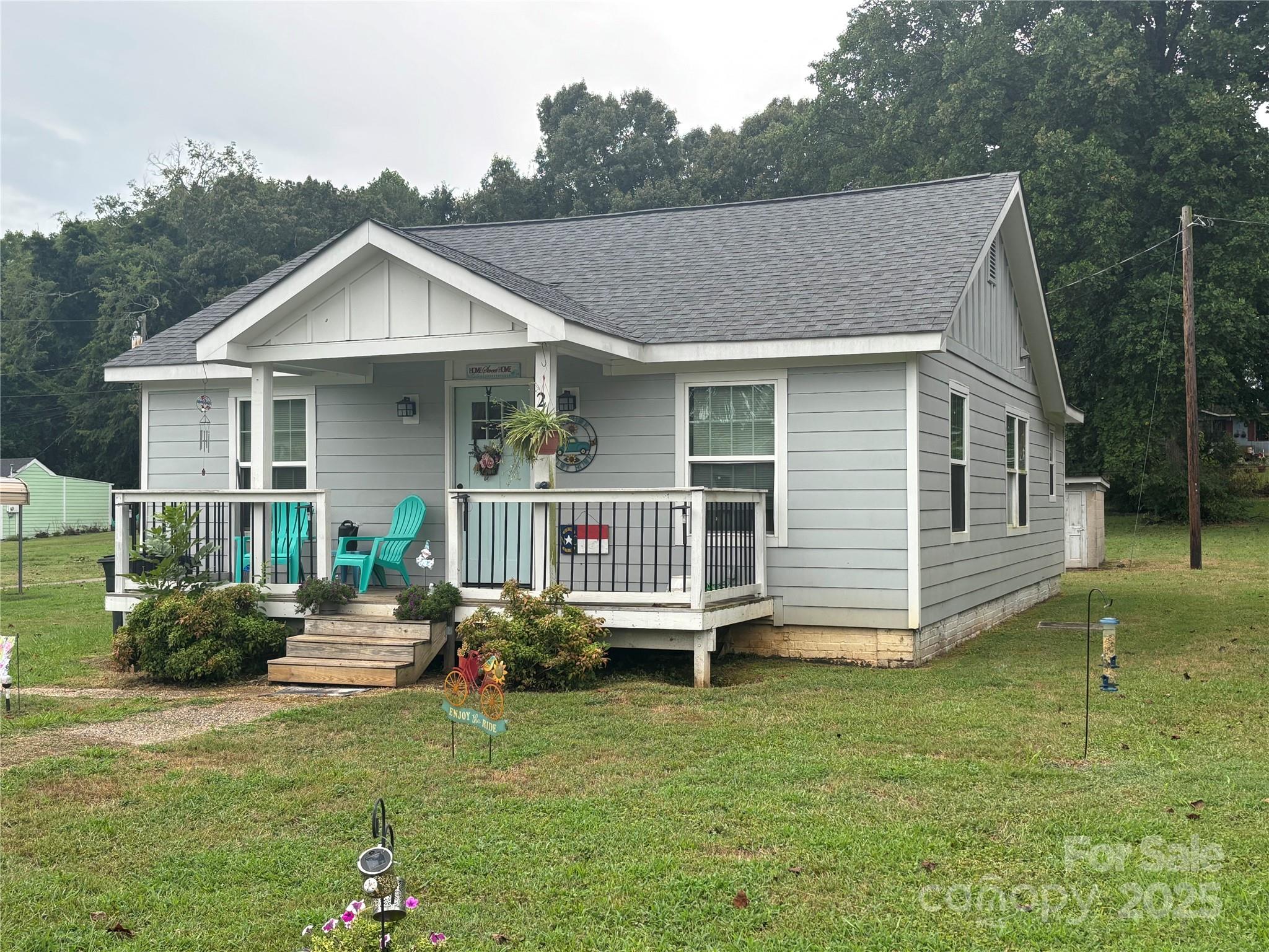 a house view with a garden space