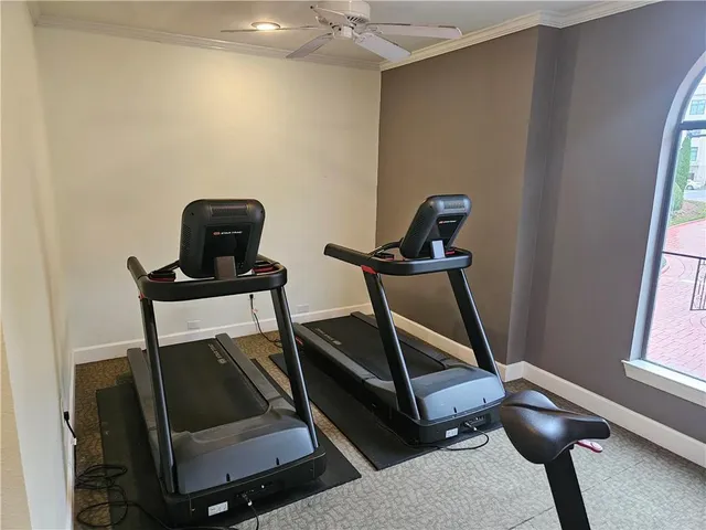 a room with gym equipment