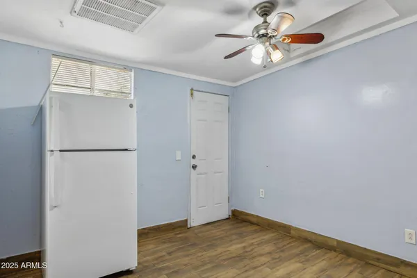 an empty room with closet