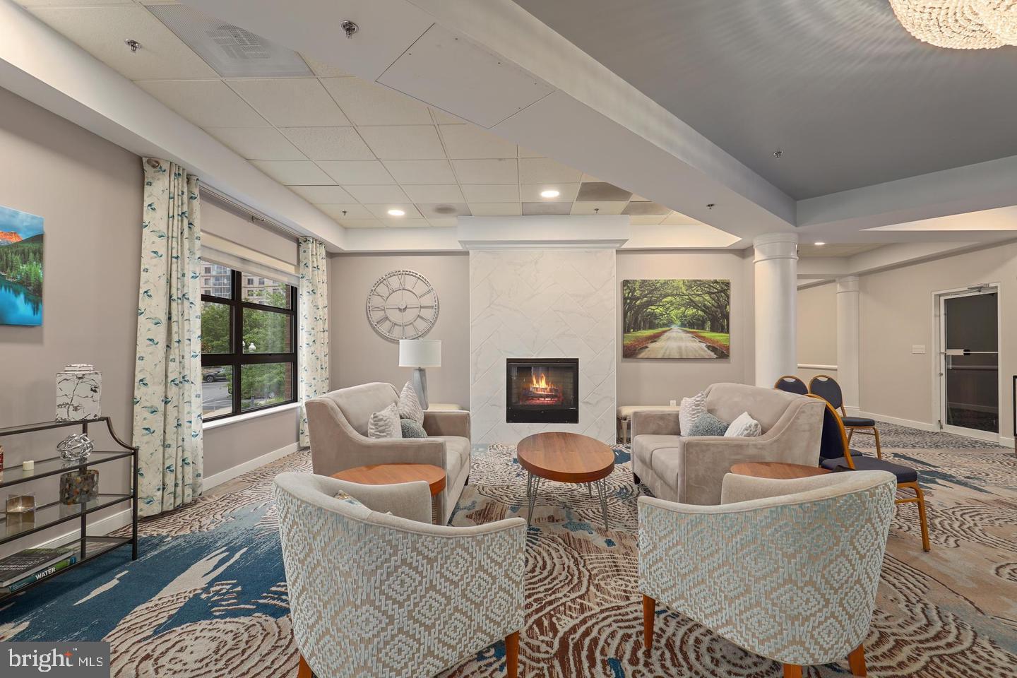 19385 Cypress Ridge Terrace, Unit 914 Leesburg, VA 20176 - Photo 36 of 39 a living room with furniture and a fireplace