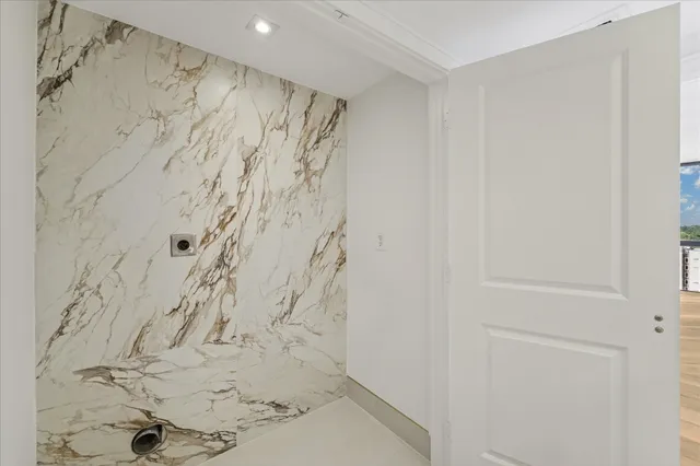 a view of a balcony with an ocean