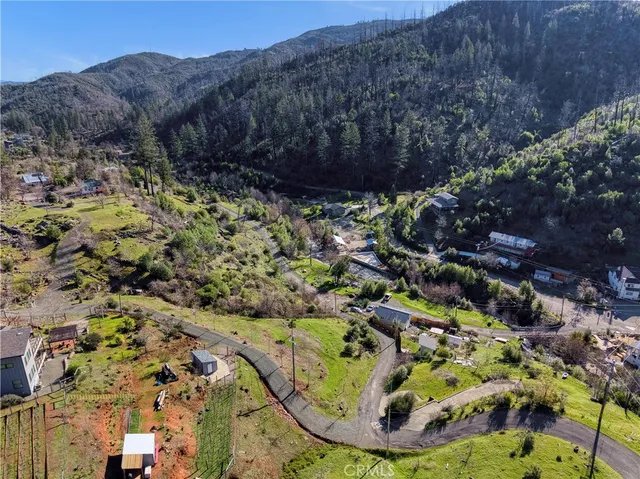 a view of a street with houses