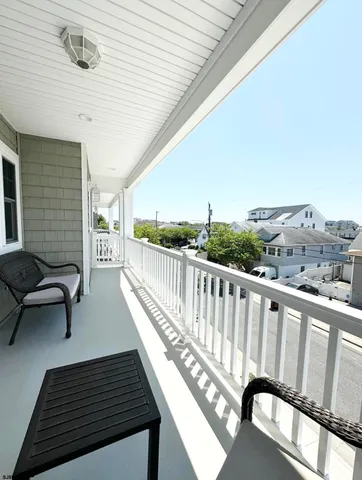 a view of wooden balcony