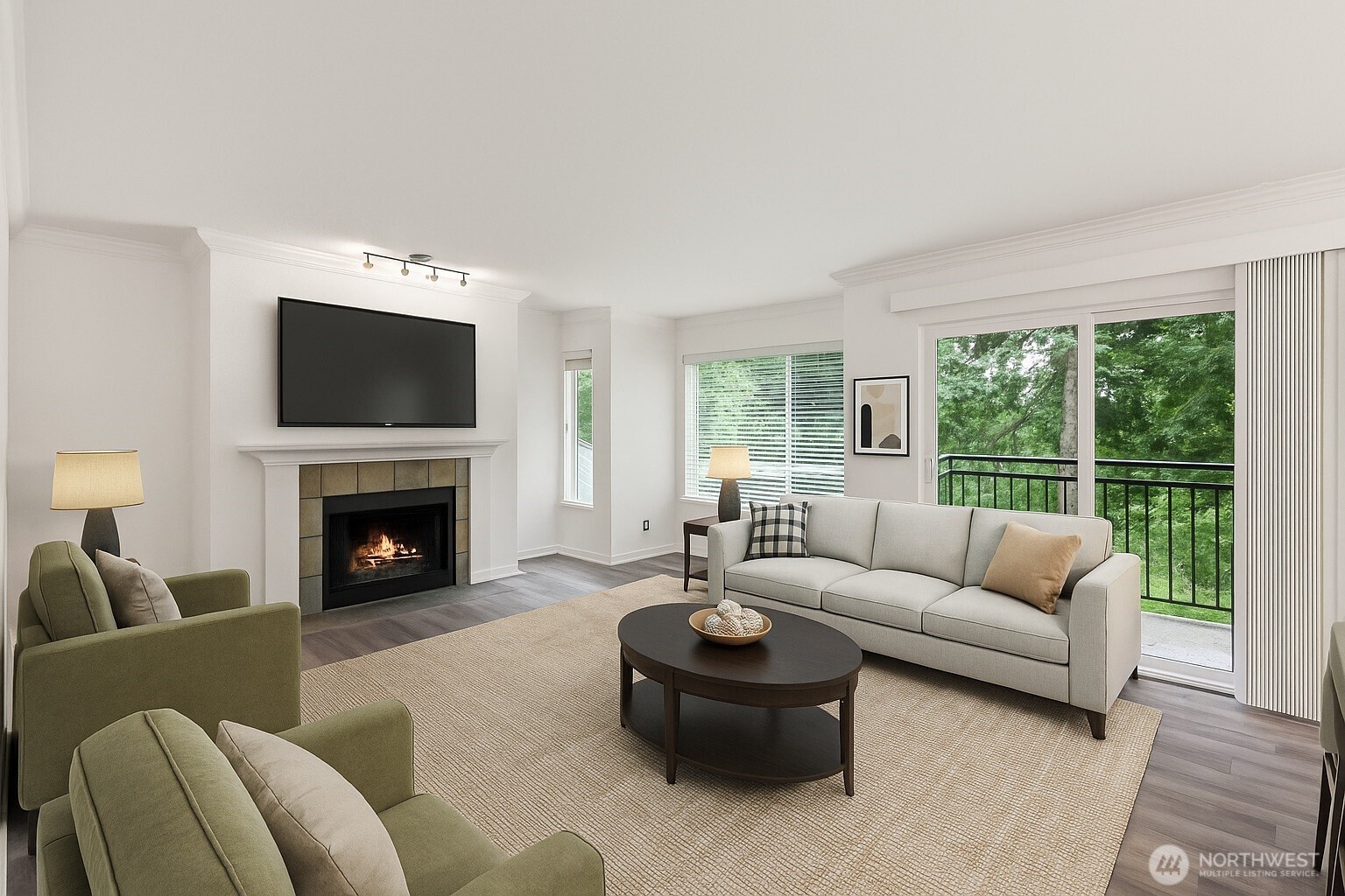 31500 33rd Place Southwest, Unit C203 Federal Way, WA 98023 - Photo 3 of 29 a living room with furniture and a fireplace