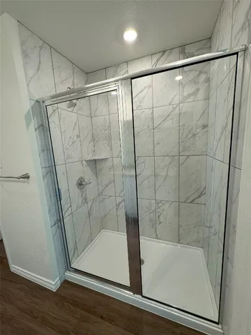 a bathroom with a shower