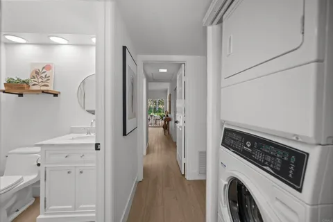 a view of a kitchen and utility room