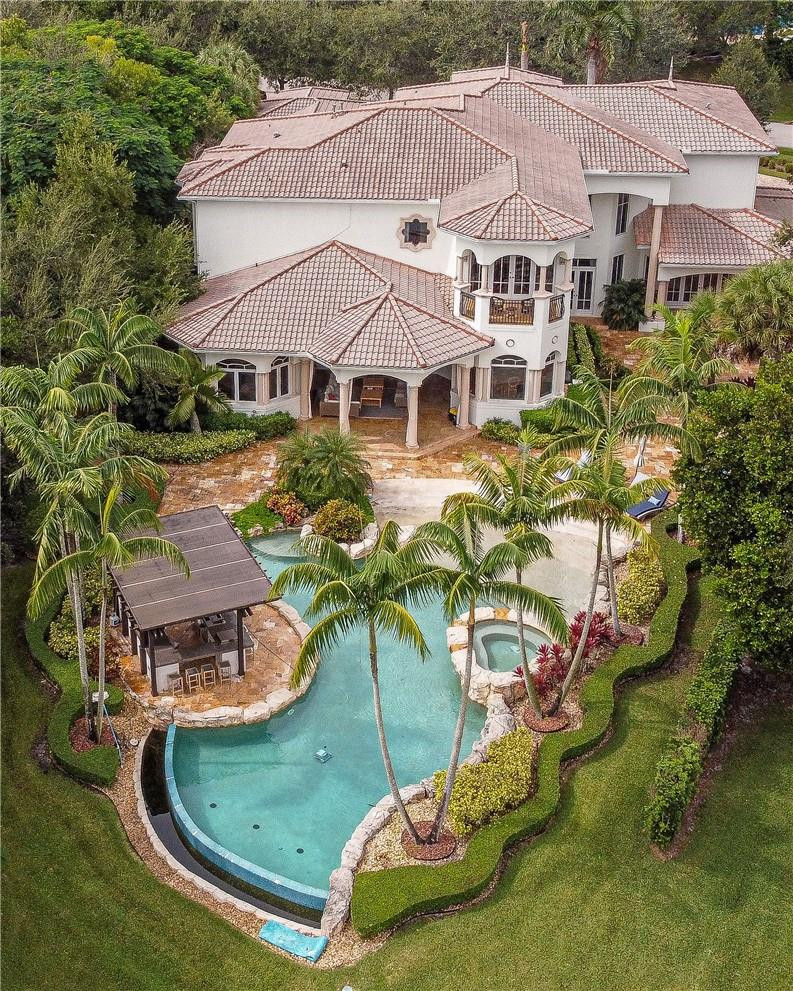 an aerial view of a house