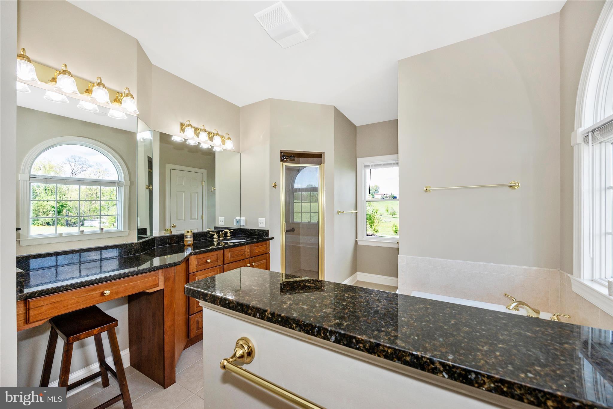 14746 New Windsor Road New Windsor, MD 21776 - Photo 25 of 67 a bathroom with a granite countertop sink and a large mirror