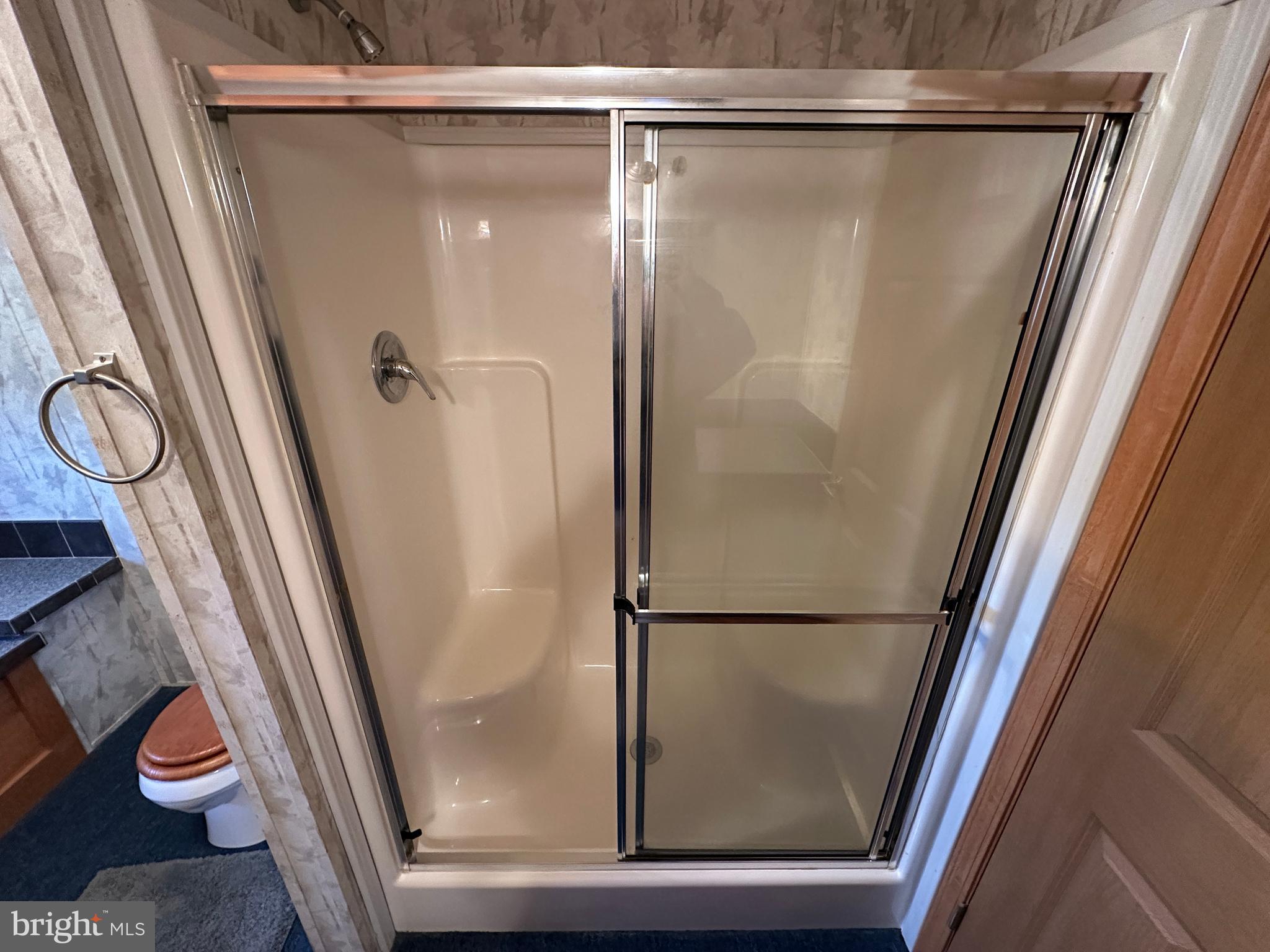 4391 Cito Road McConnellsburg, PA 17233 - Photo 58 of 67 a bathroom with a glass shower door and a window
