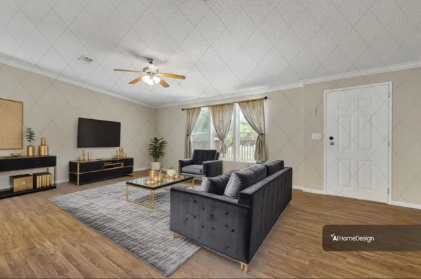 a living room with furniture and a flat screen tv