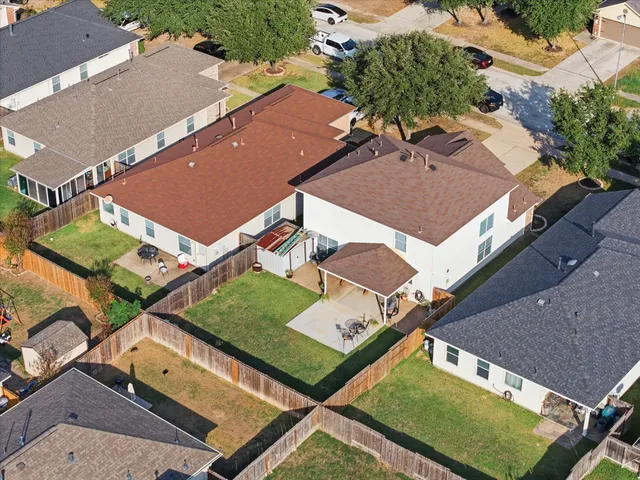 an aerial view of a house