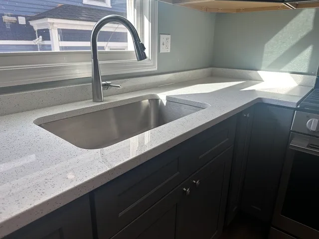 a close view of sink and tap