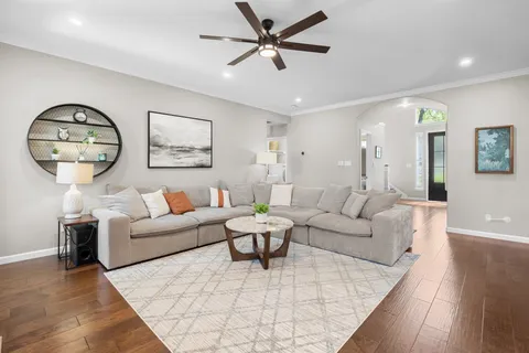a living room with furniture