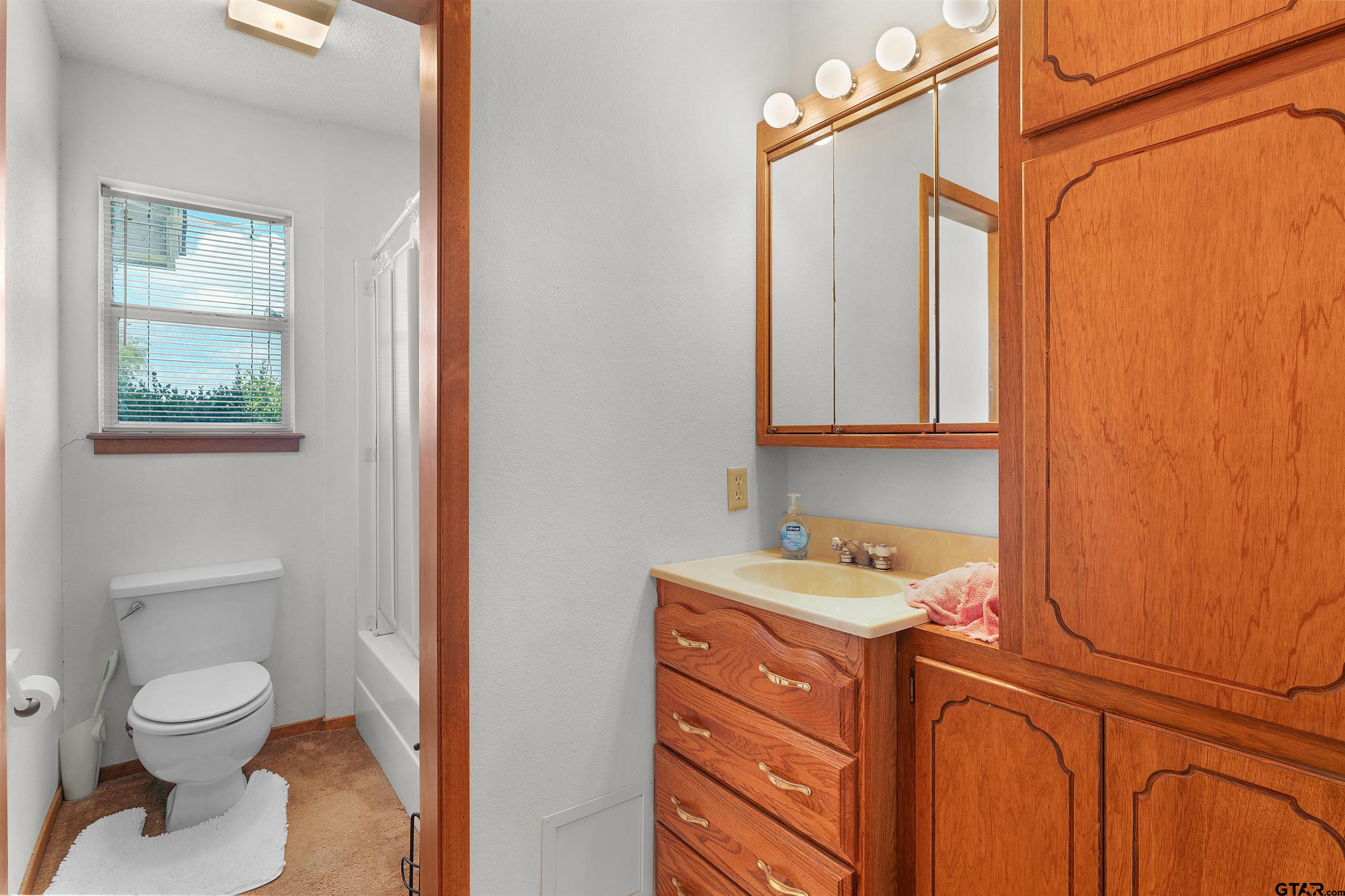 226 County Road 3533 Saltillo, TX 75478 - Photo 19 of 36 a bathroom with a sink a toilet and shower