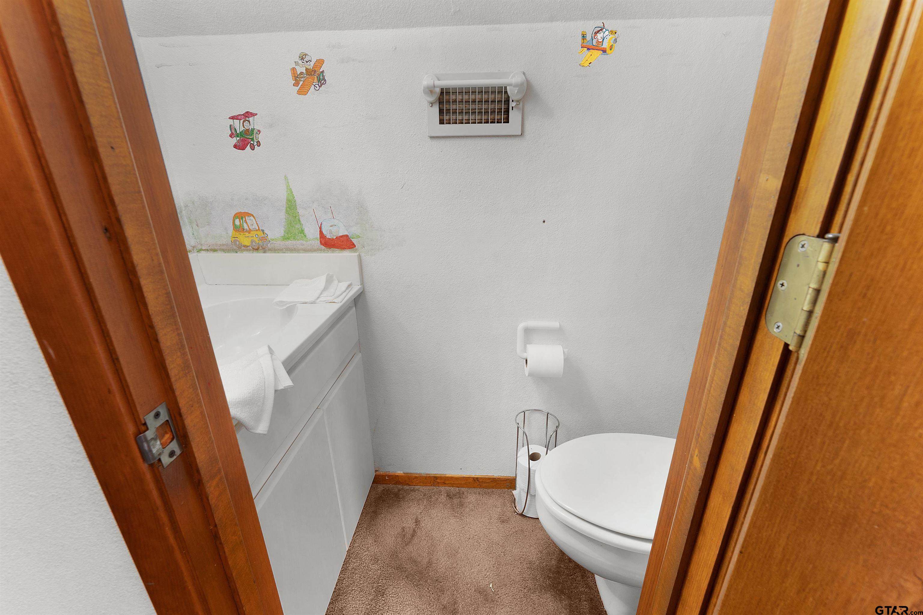 226 County Road 3533 Saltillo, TX 75478 - Photo 29 of 36 a bathroom with a sink and a wooden floor