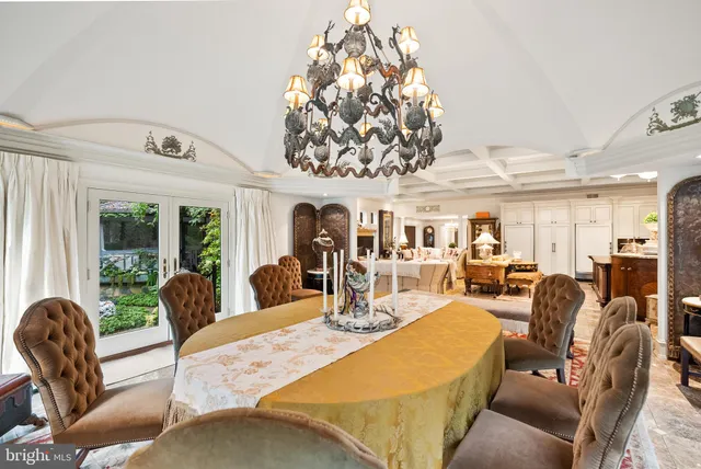 a bedroom with furniture and a fireplace