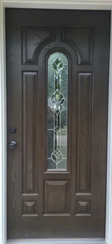 a glass door with a door