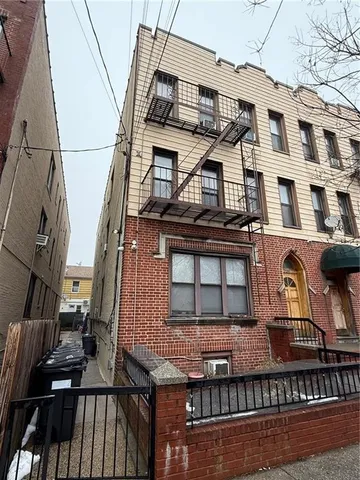 a view of a building from a balcony