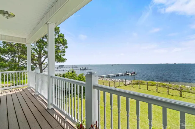 a view of residential houses with outdoor space and lake view