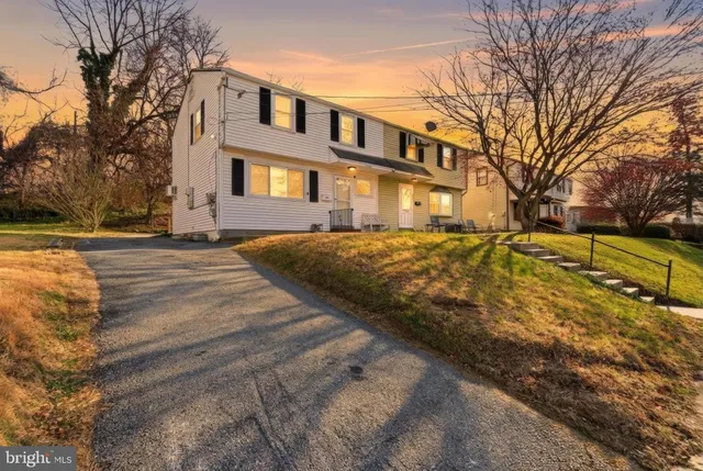 a view of road with large trees