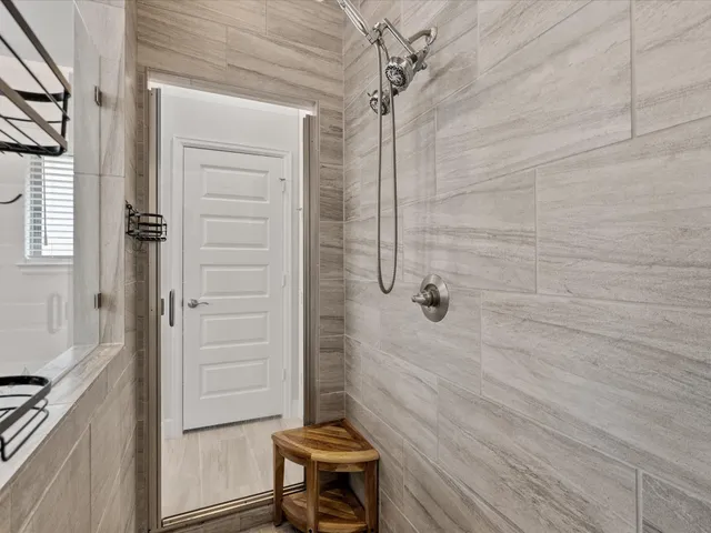 a bathroom with a shower