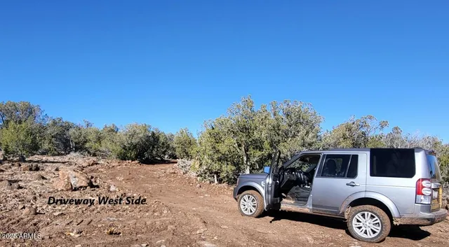 a view of a pathway with a backyard