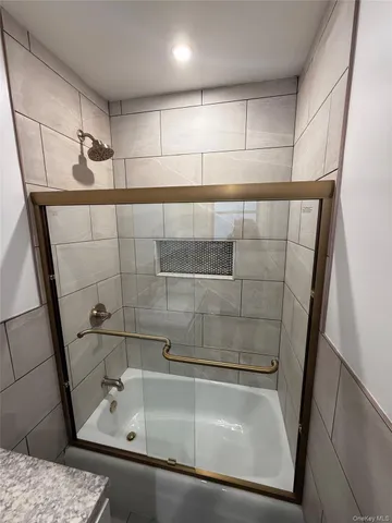 a bathroom with a bathtub