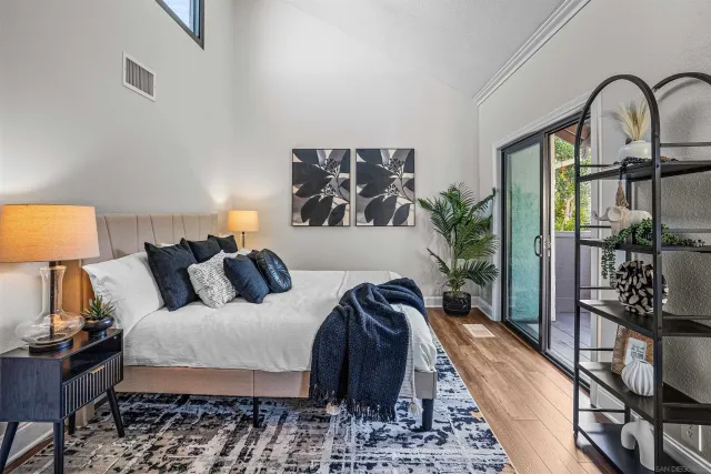 a bed room with furniture and decor