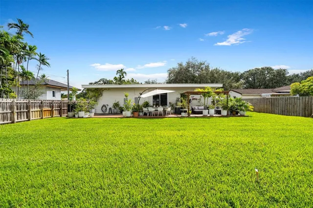 a view of an house with swimming pool and yard