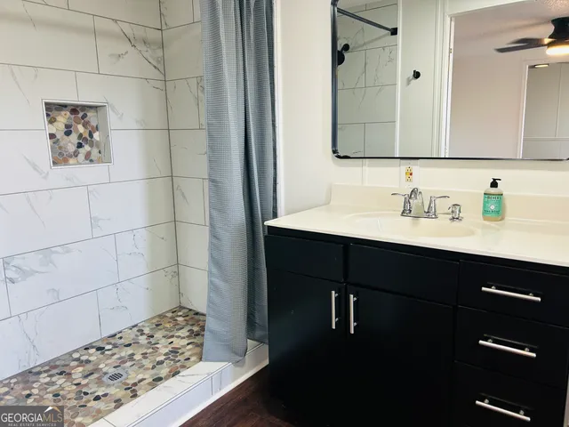 a bathroom with a shower