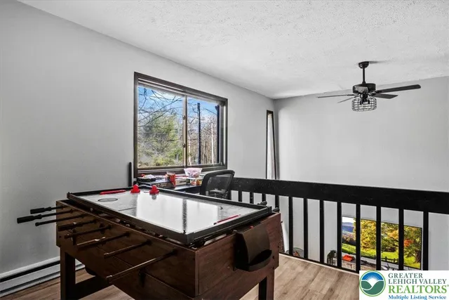 a table and chairs in a room