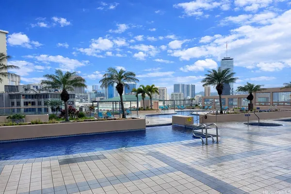 a view of a terrace with sitting area