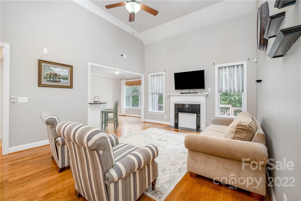 5712 Davis Road Waxhaw, NC 28173 - Photo 3 of 43 a living room with furniture a fireplace and a flat screen tv