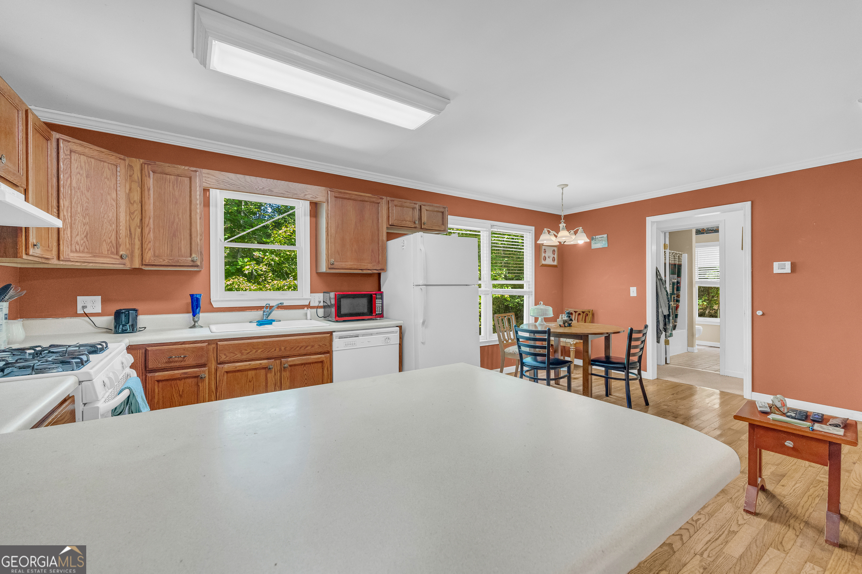 807 Satterfield Road Cleveland, GA 30528 - Photo 23 of 99 a large kitchen with kitchen island a large window cabinets and stainless steel appliances