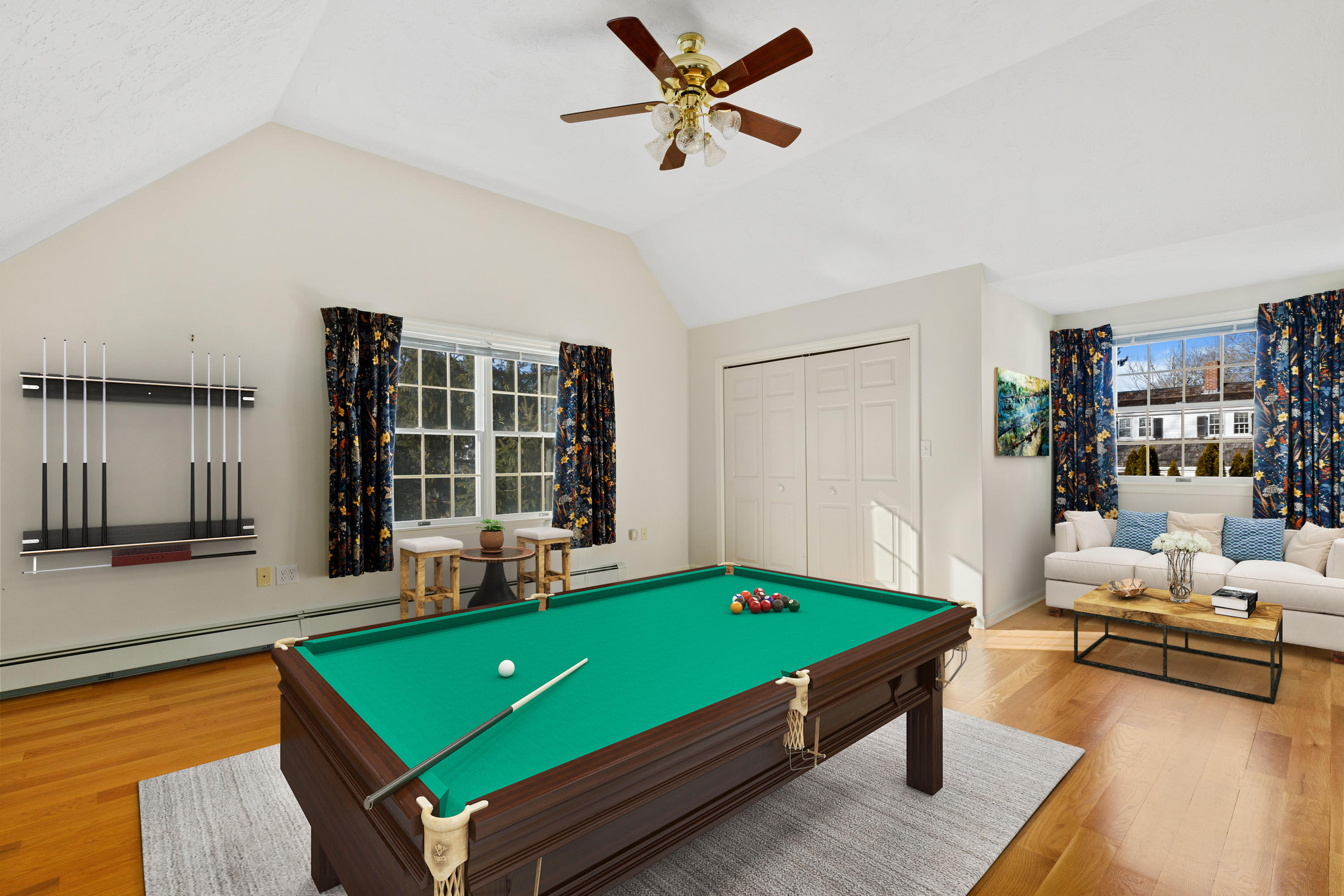38 Parker Road Osterville, MA 02655 - Photo 36 of 58 a room with pool table and a ceiling fan