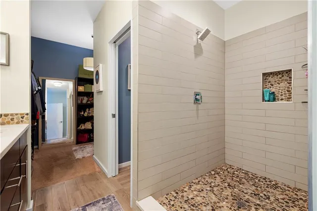 a bathroom with a shower