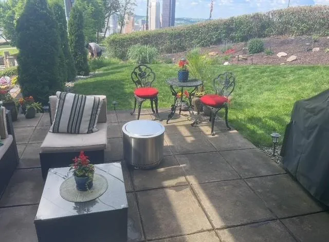 a view of outdoor space patio and lake view