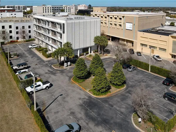 a view of a building from a balcony