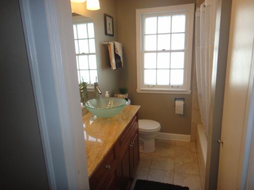 4632 Wolf Road Western Springs, IL 60558 - Photo 11 of 16 a bathroom with a granite countertop sink toilet and mirror