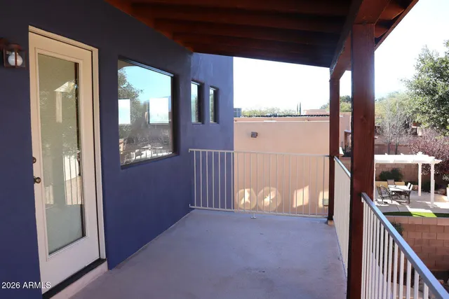 a view of a porch with a porch