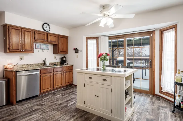 a living room with a fireplace