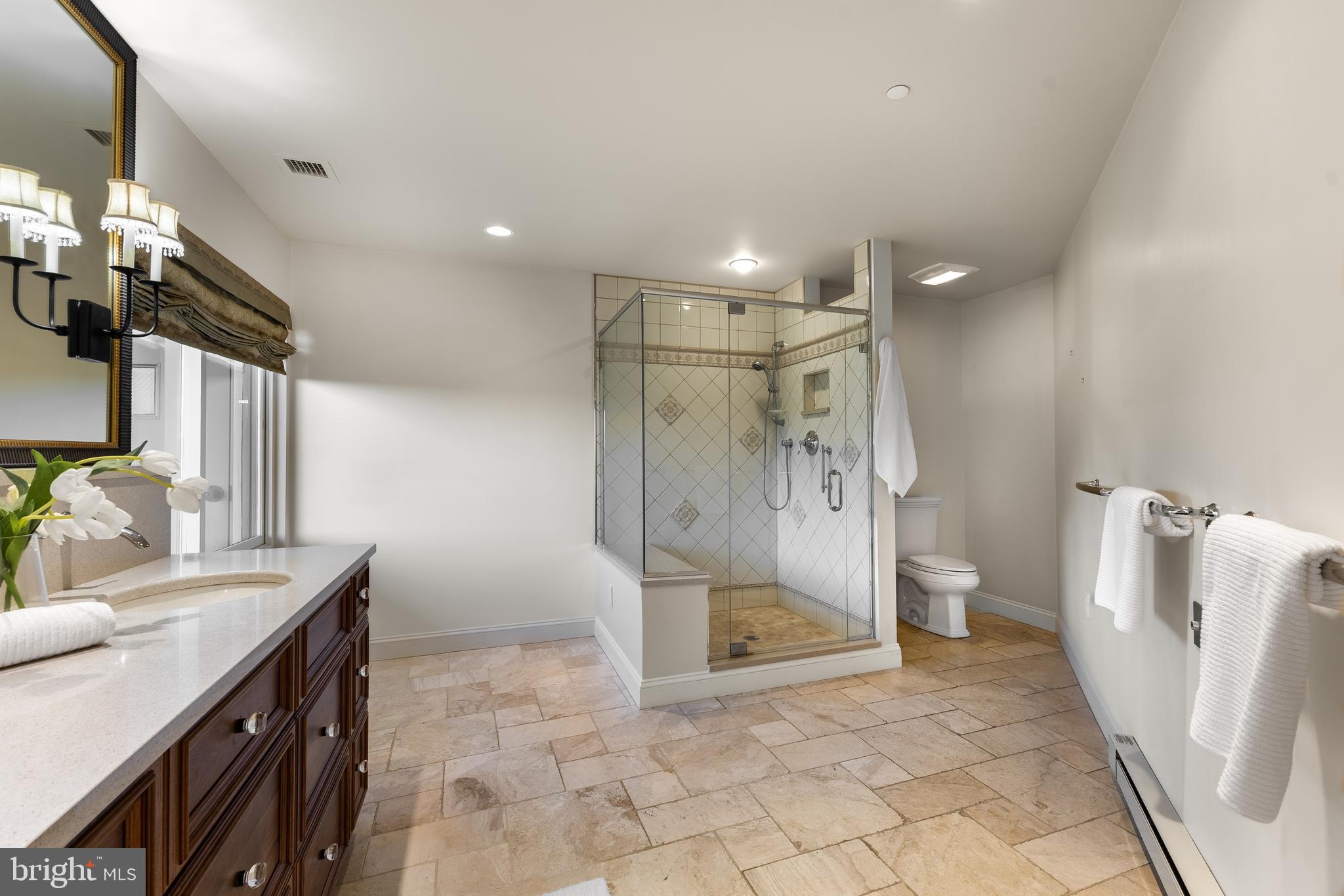 425 Windmere Drive, Unit 3B State College, PA 16801 - Photo 18 of 42 a bathroom with a double vanity sink toilet and shower