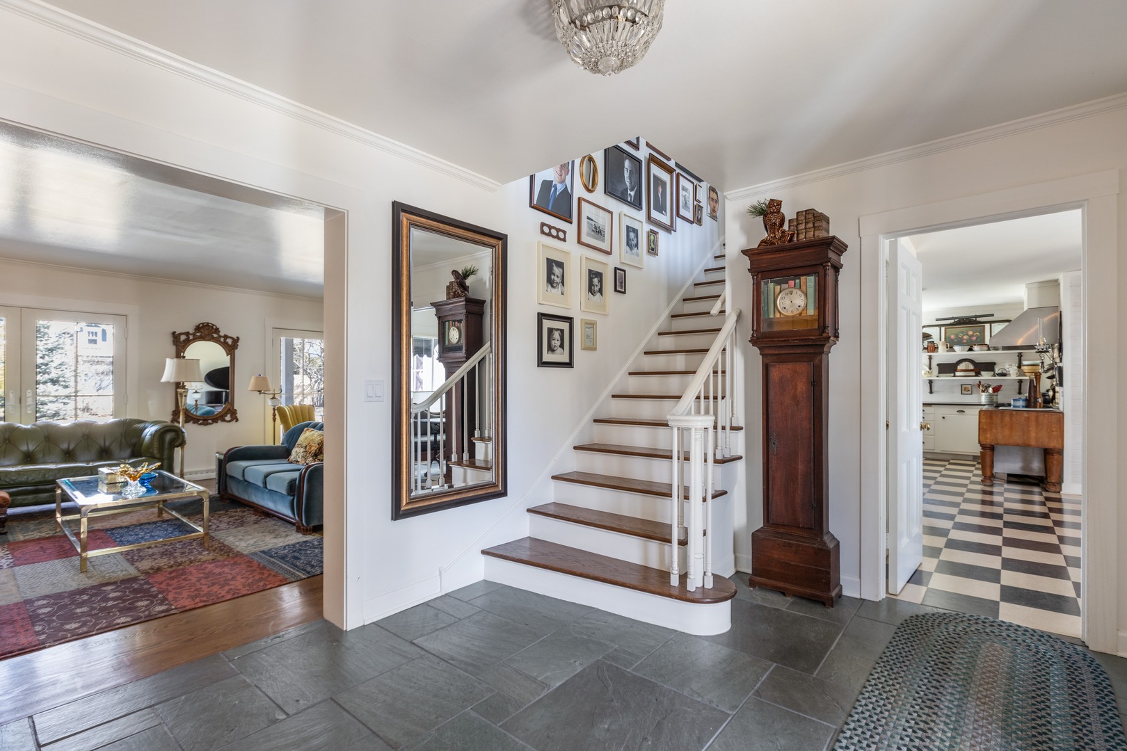 453 Sheridan Road Winnetka, IL 60093 - Photo 3 of 15 a view of a hallway view with staircase and living room