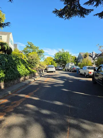 a street view with sitting space