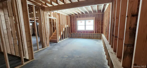 a view of a room with a window