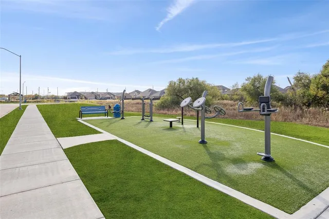 a view of a park with swings